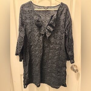 J. Crew Charcoal Eyelet Tunic
